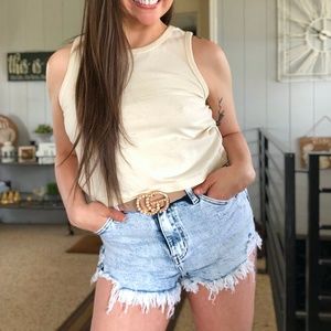 Josie Kancan Frayed Hem Shorts
